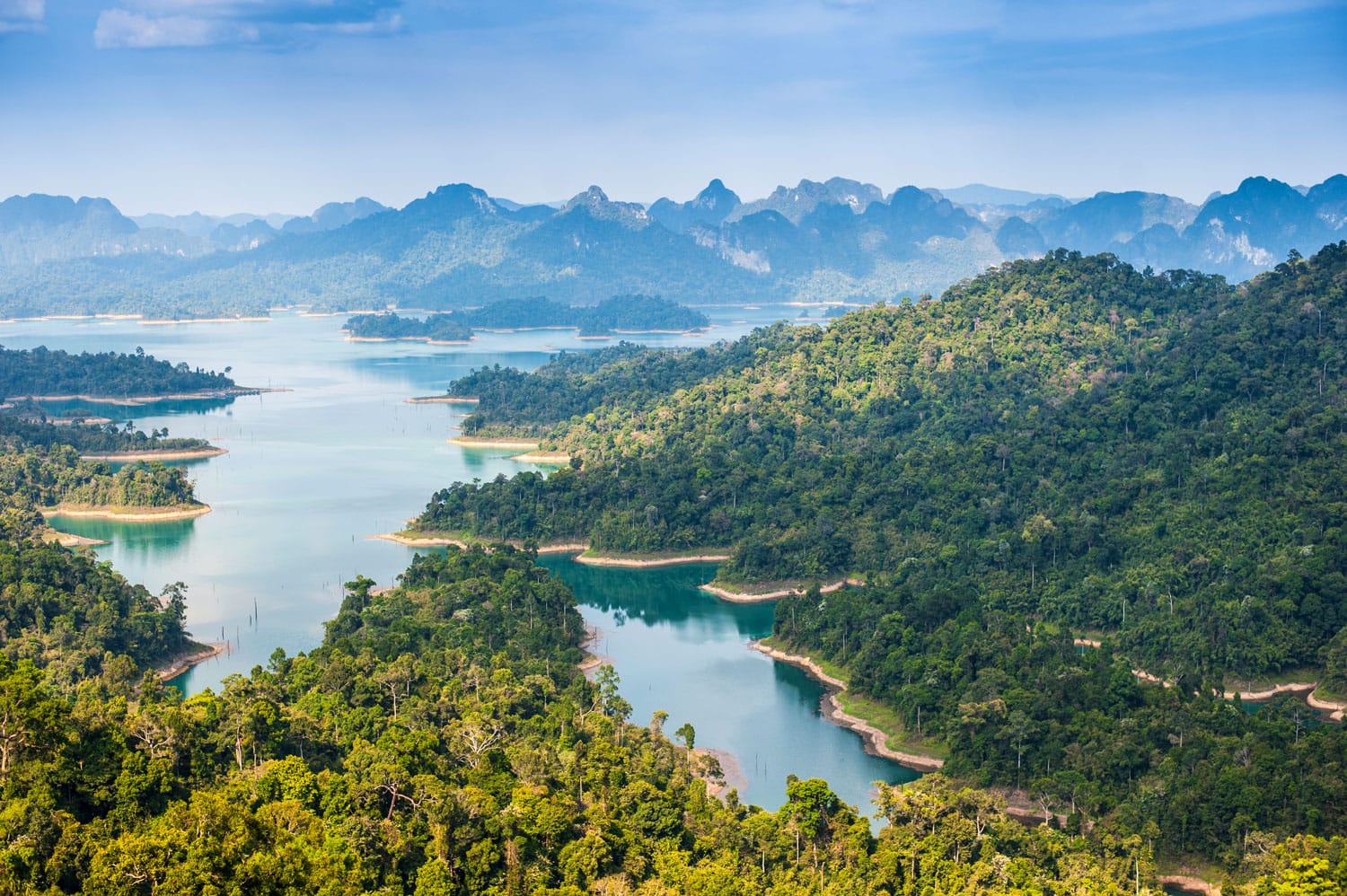 Birdeye view of Ratchaprapha dam Khao sok national park at suratthani,Thailand